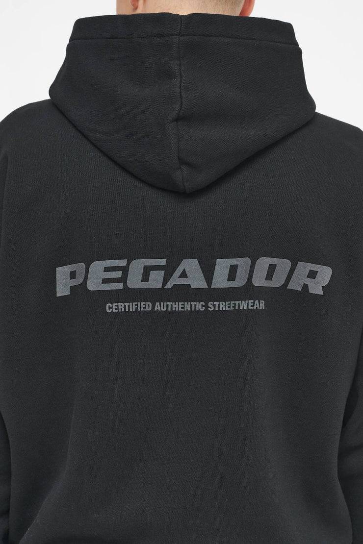 Pegador Colne Logo Oversized Hoodie Vintage Washed Black Ink Gum Rabatt
