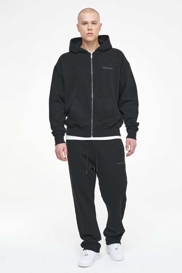 Pegador Logo Oversized Sweat Jacket Vintage Washed Black Ink Gum Begrenztes Angebot