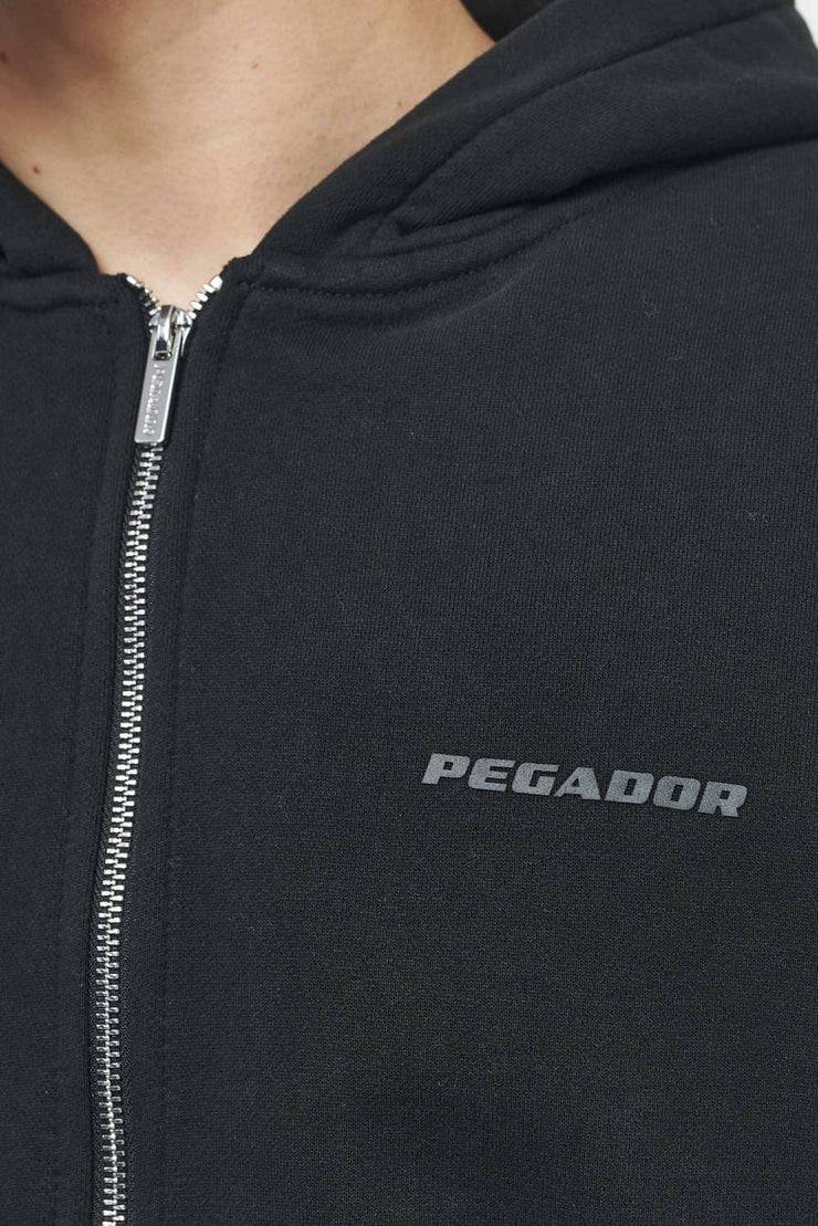 Pegador Logo Oversized Sweat Jacket Vintage Washed Black Ink Gum Begrenztes Angebot