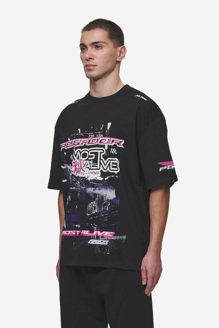Pegador Saxon Oversized Tee Washed Black Räumungsverkauf