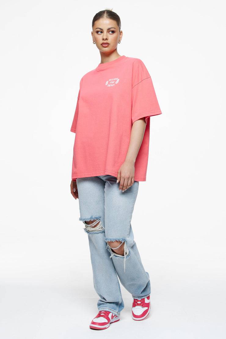 Pegador Roma Heavy Oversized Tee Vintage Washed Strawberry Auslauf