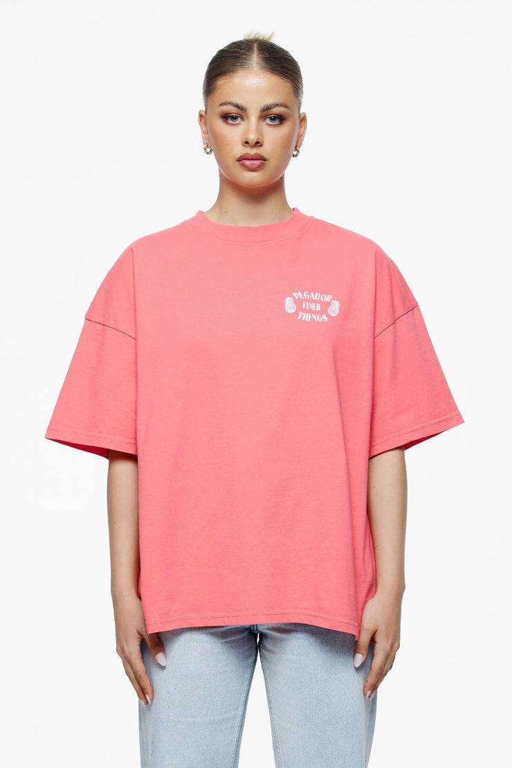 Pegador Roma Heavy Oversized Tee Vintage Washed Strawberry Auslauf