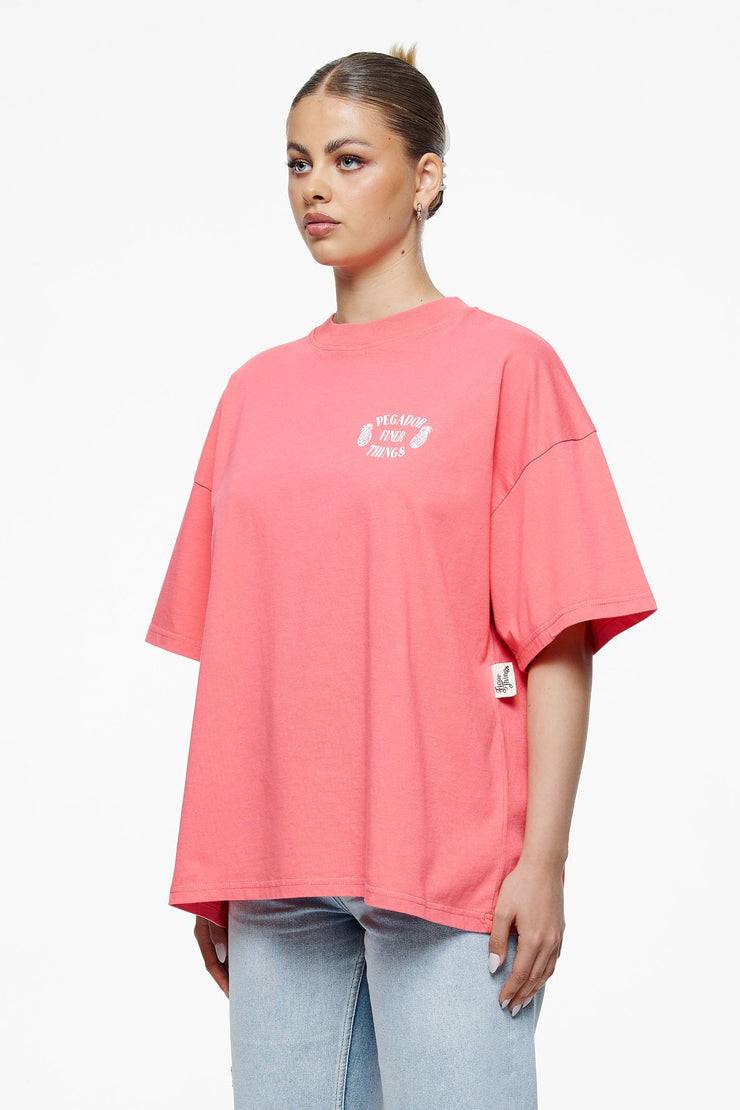 Pegador Roma Heavy Oversized Tee Vintage Washed Strawberry Auslauf