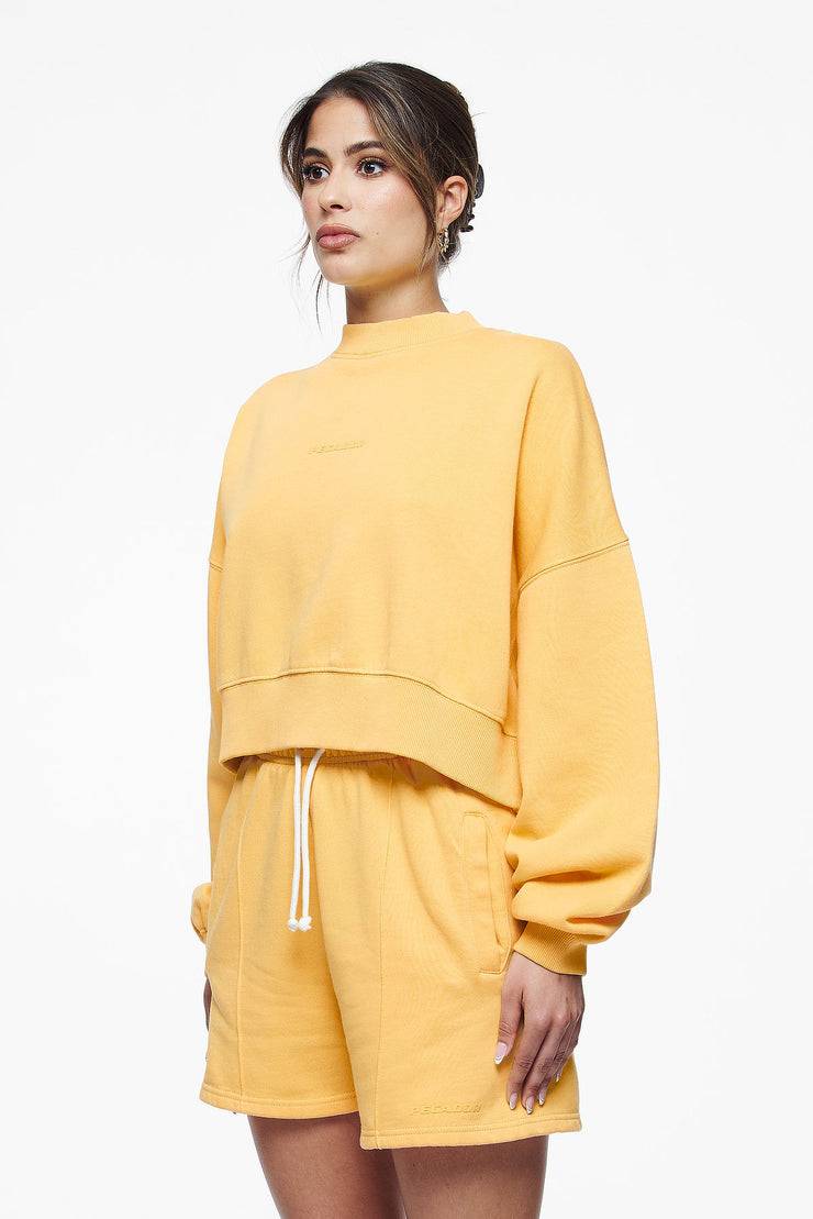 Pegador Londa Cropped Oversized Sweater Vintage Washed Golden Sun Gum im Angebot