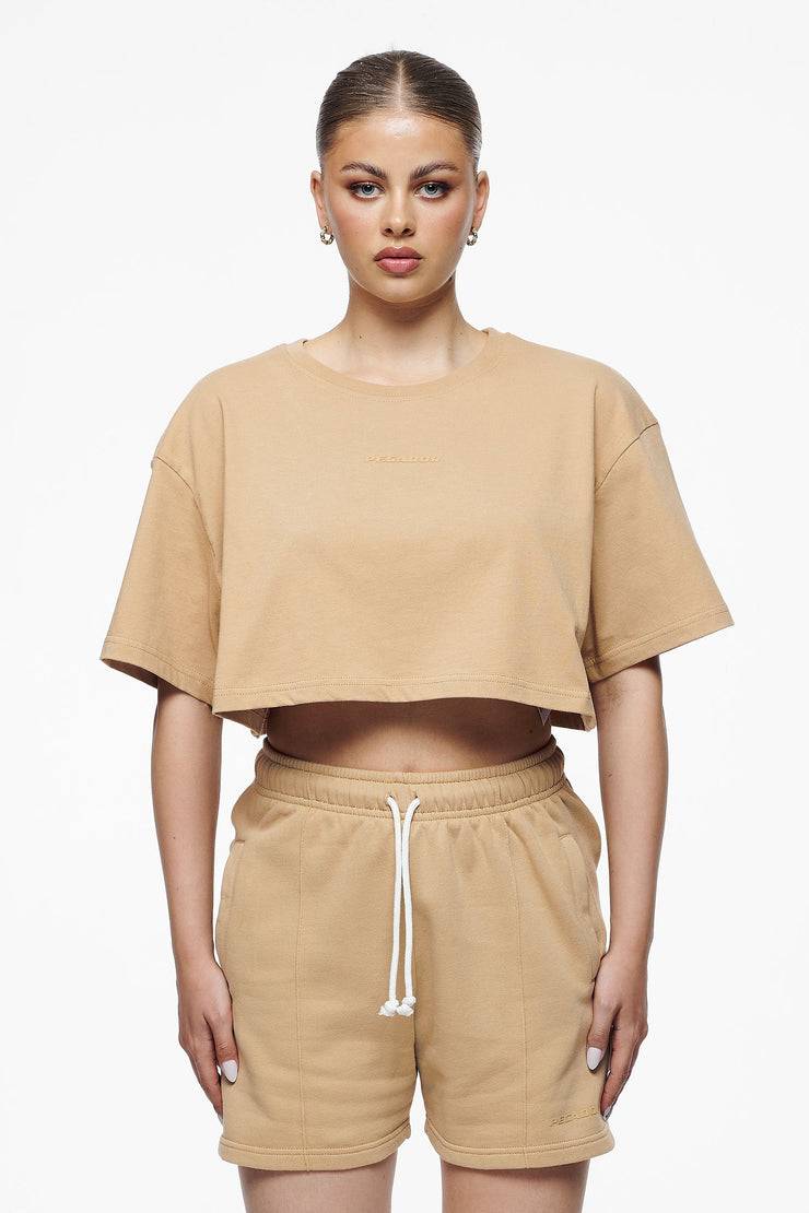 Pegador Layla Oversized Cropped Tee Vintage Washed Espresso Gum Meist gekauft