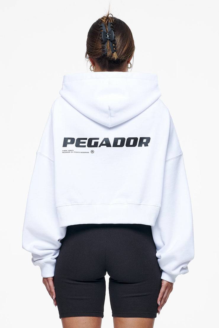 Pegador Culla Logo Oversized Cropped Hoodie White Kostenloser Versand