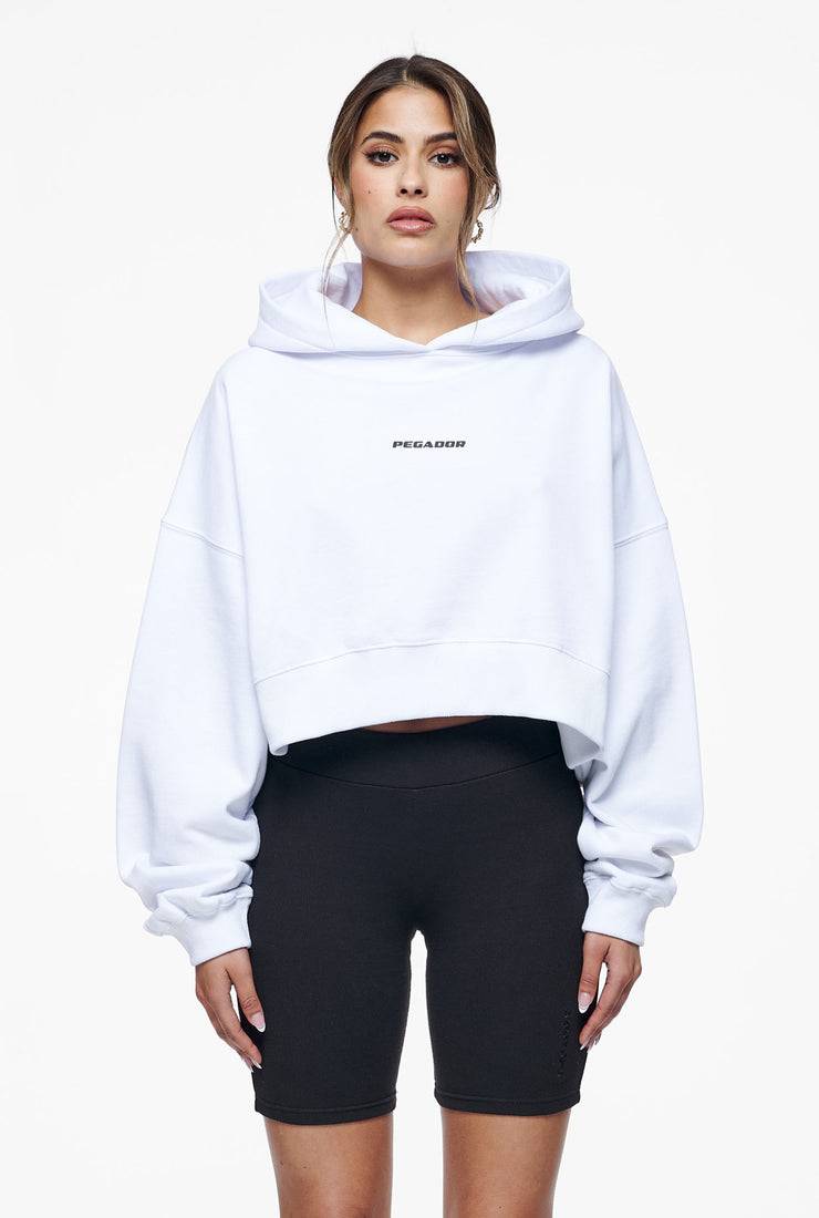 Pegador Culla Logo Oversized Cropped Hoodie White Kostenloser Versand