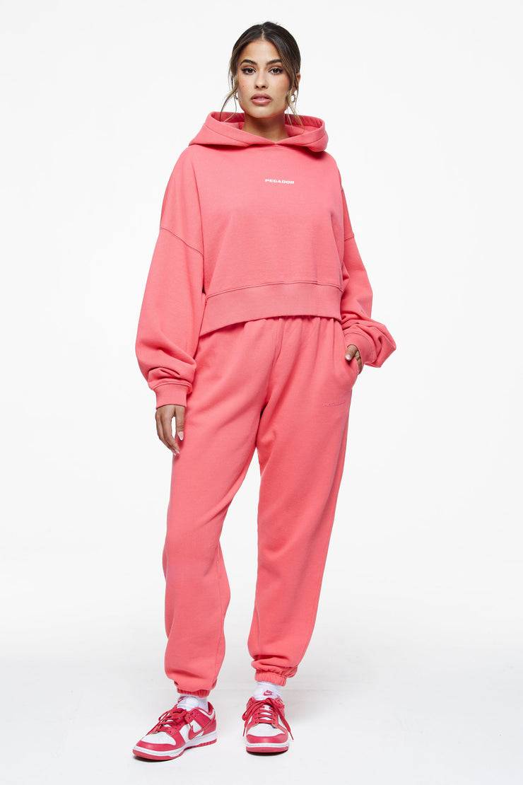 Pegador Culla Logo Oversized Cropped Hoodie Vintage Washed Strawberry Limitierter Zeitrabatt
