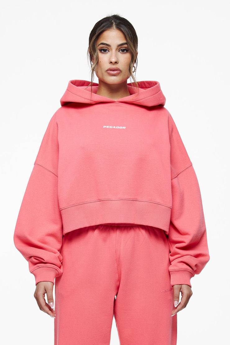 Pegador Culla Logo Oversized Cropped Hoodie Vintage Washed Strawberry Limitierter Zeitrabatt