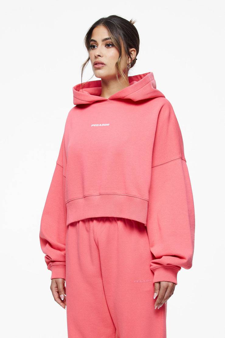 Pegador Culla Logo Oversized Cropped Hoodie Vintage Washed Strawberry Limitierter Zeitrabatt