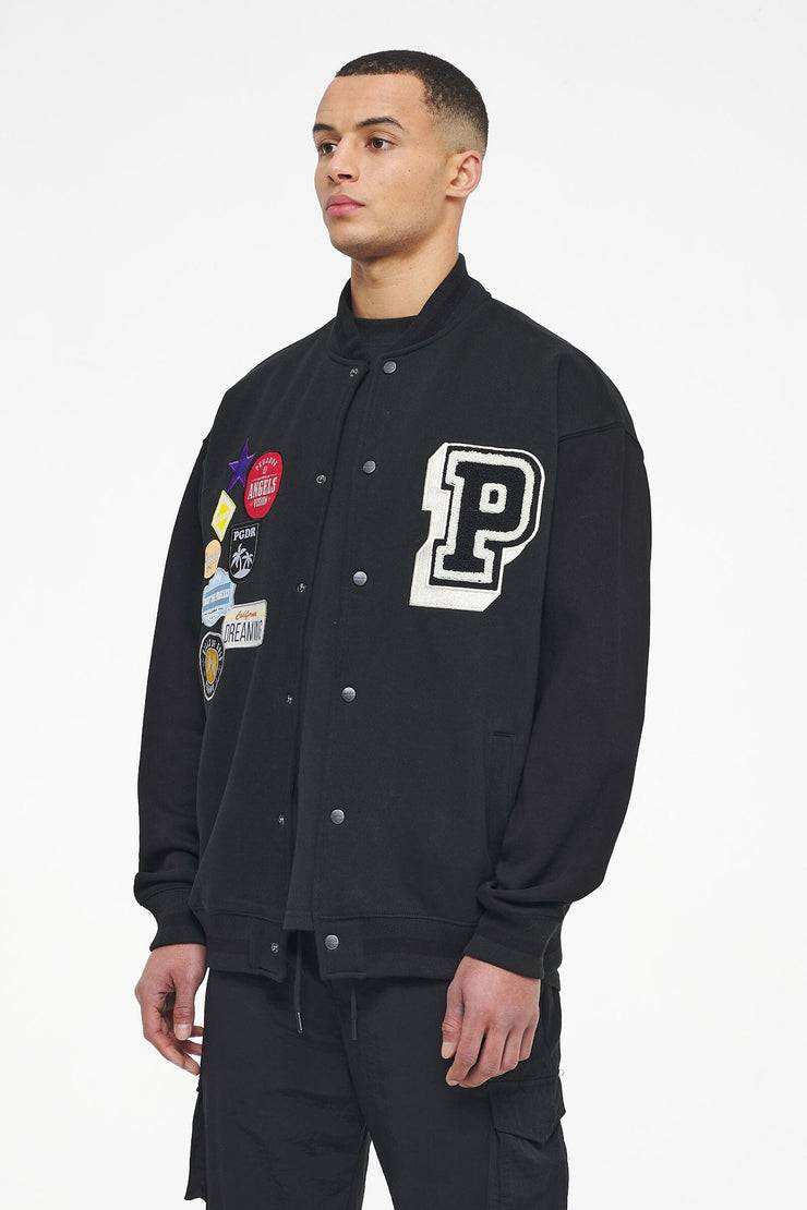 Pegador Whitney Varsity Jacket Washed Black Ink Black Tiefpreis