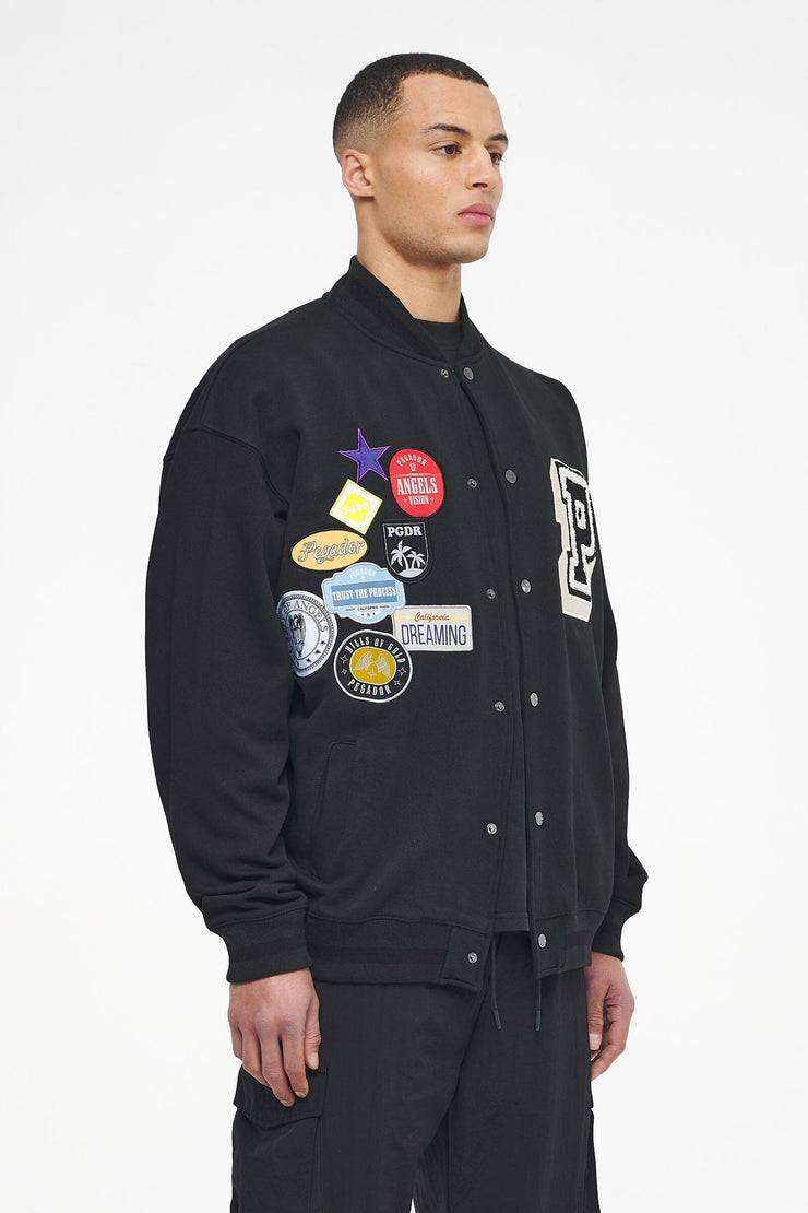 Pegador Whitney Varsity Jacket Washed Black Ink Black Tiefpreis