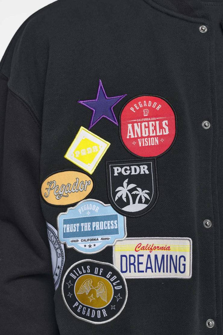 Pegador Whitney Varsity Jacket Washed Black Ink Black Tiefpreis