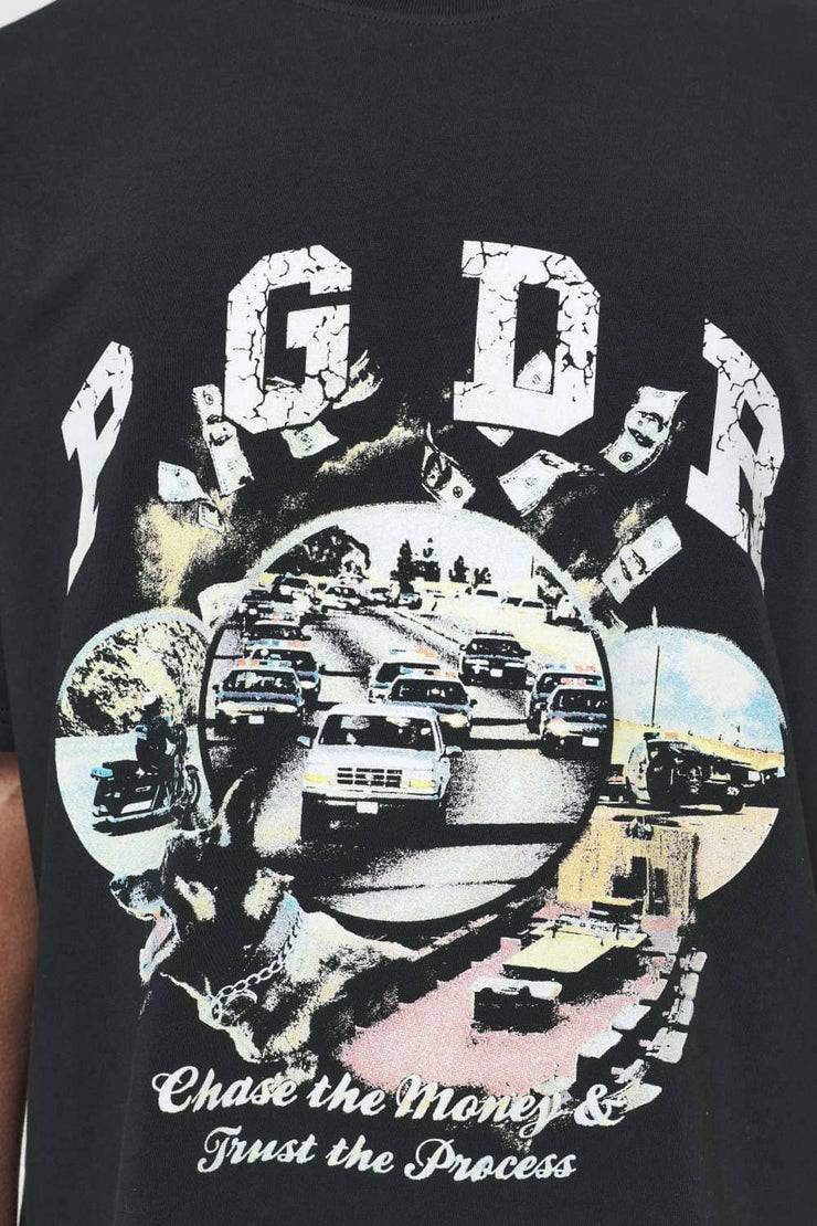 Pegador Reid Oversized Tee Vintage Washed Black Ink Kostenlose Rückgabe
