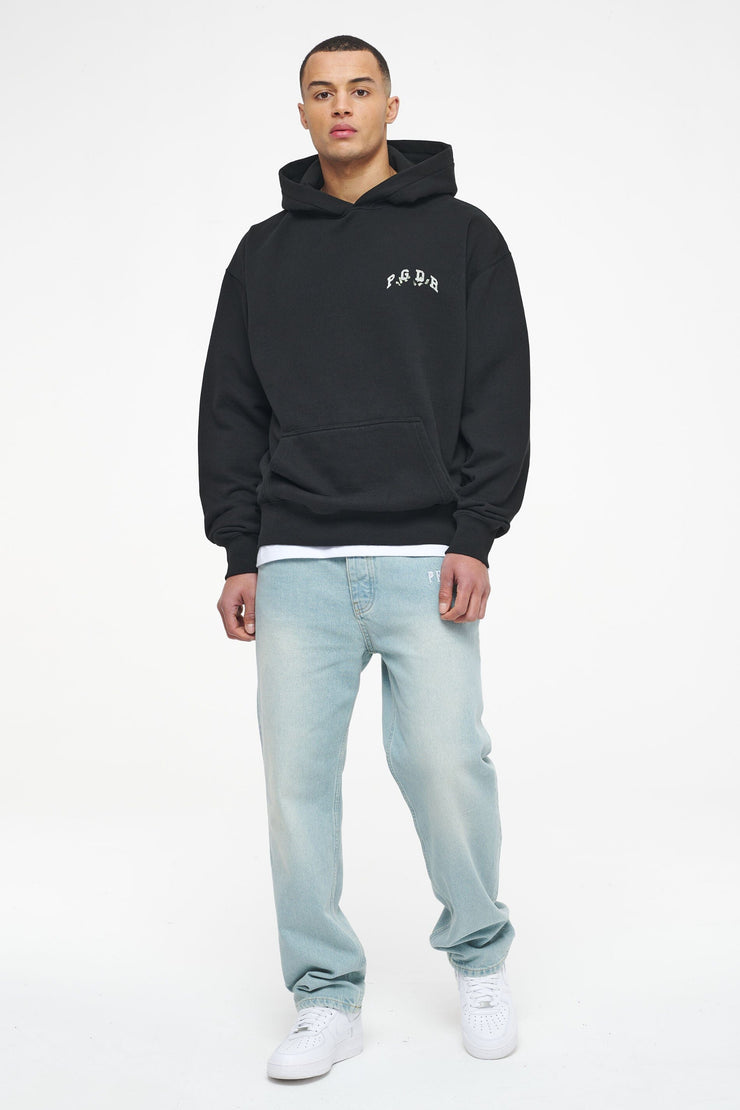 Pegador Reid Oversized Hoodie Vintage Washed Black Ink Begrenzte Freigabe