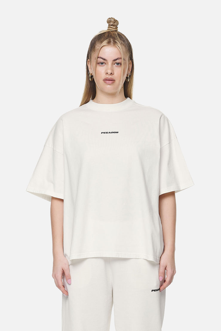 Pegador Arendal Logo Heavy Oversized Tee Washed Coconut Milk Black Outlet