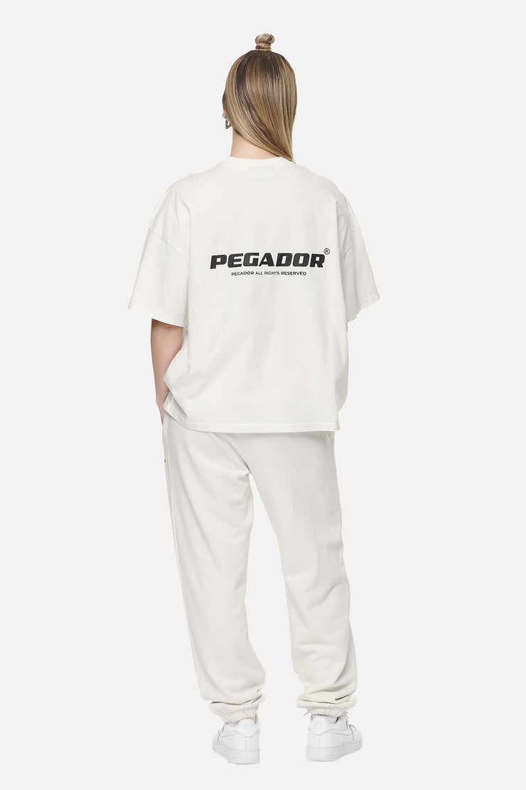 Pegador Arendal Logo Heavy Oversized Tee Washed Coconut Milk Black Outlet