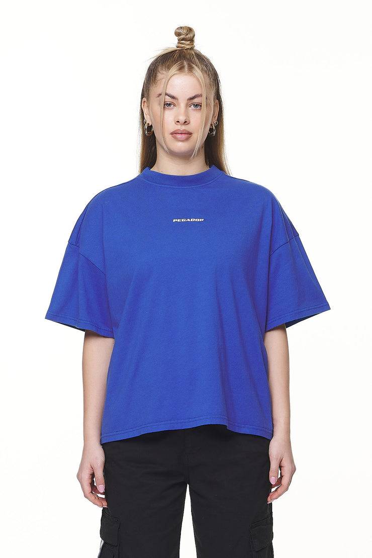 Pegador Arendal Logo Heavy Oversized Tee Washed True Blue White Verkauf