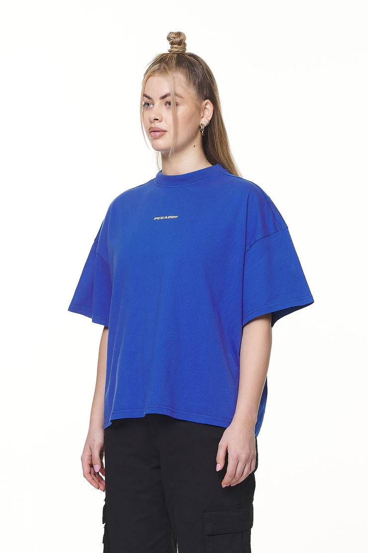 Pegador Arendal Logo Heavy Oversized Tee Washed True Blue White Verkauf