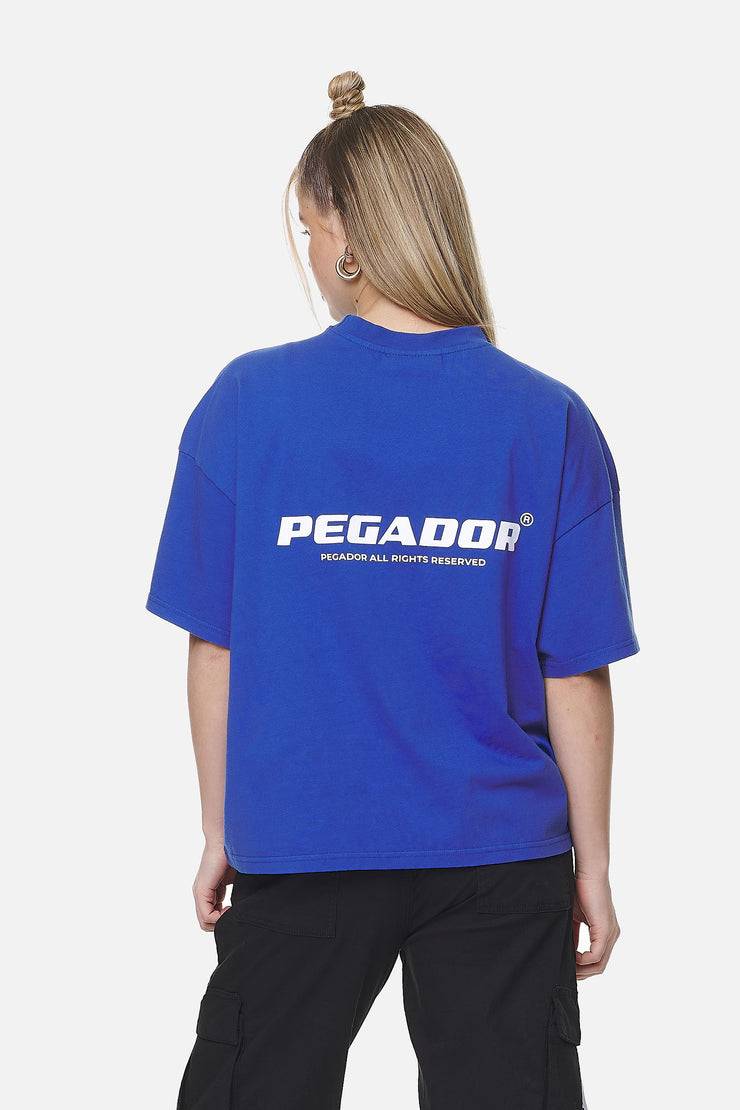 Pegador Arendal Logo Heavy Oversized Tee Washed True Blue White Verkauf