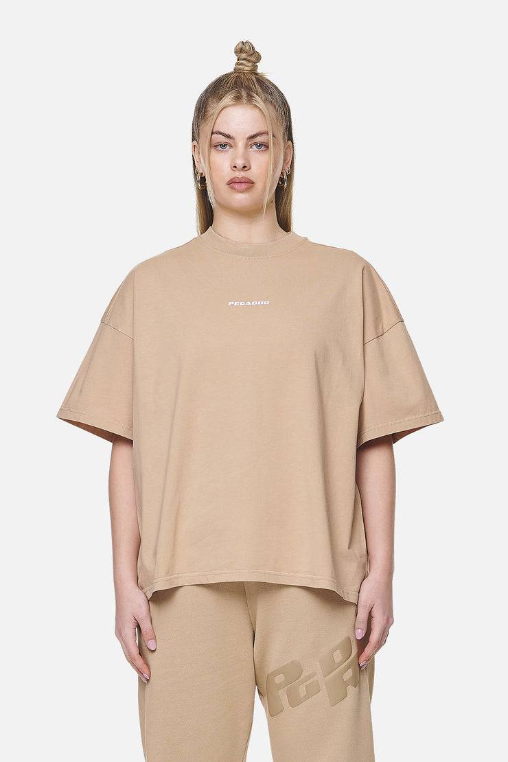 Pegador Arendal Logo Heavy Oversized Tee Washed Safari Sand White Angebote