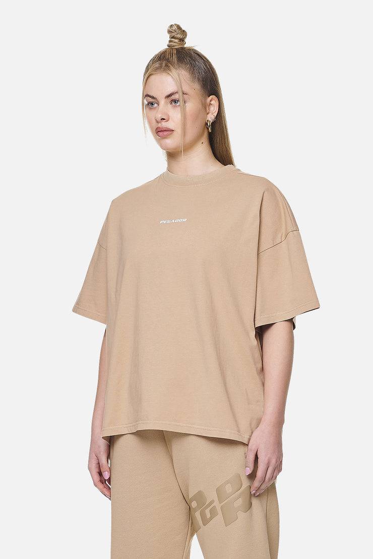 Pegador Arendal Logo Heavy Oversized Tee Washed Safari Sand White Angebote