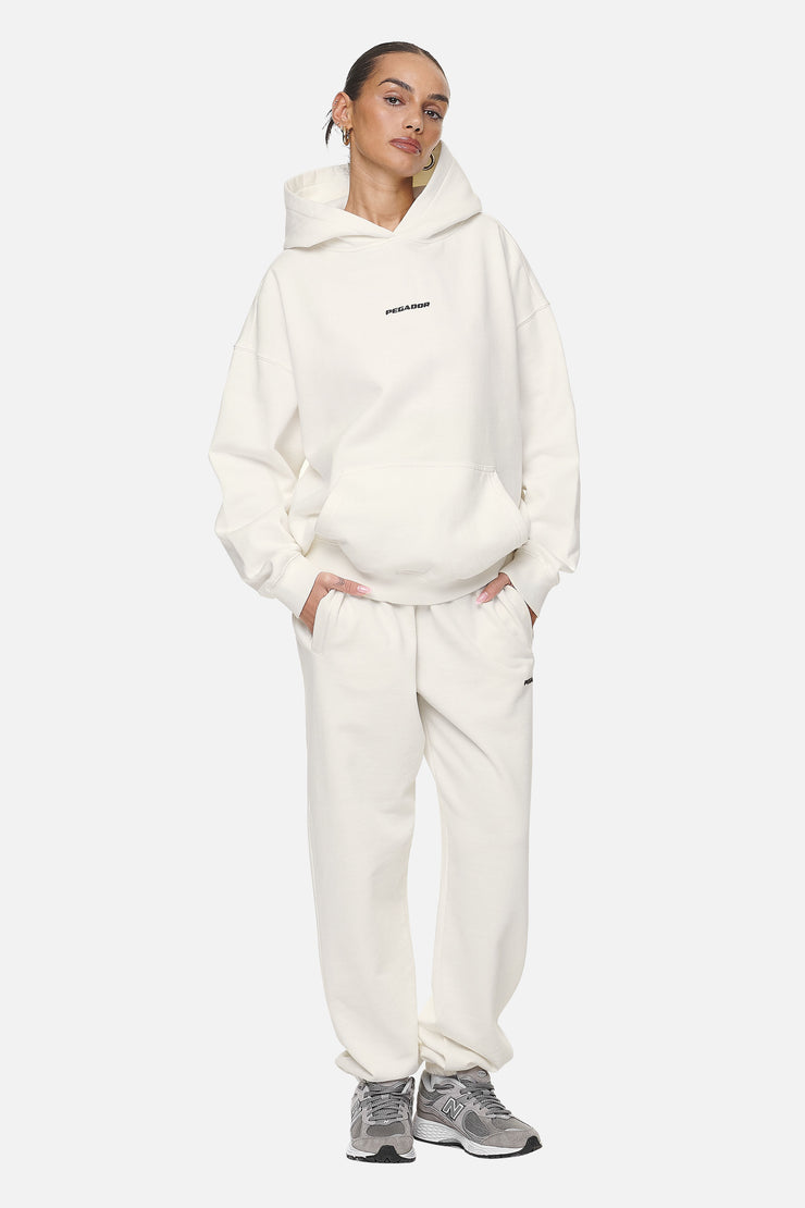 Pegador Atna Logo Oversized Hoodie Washed Coconut Milk Black im Angebot