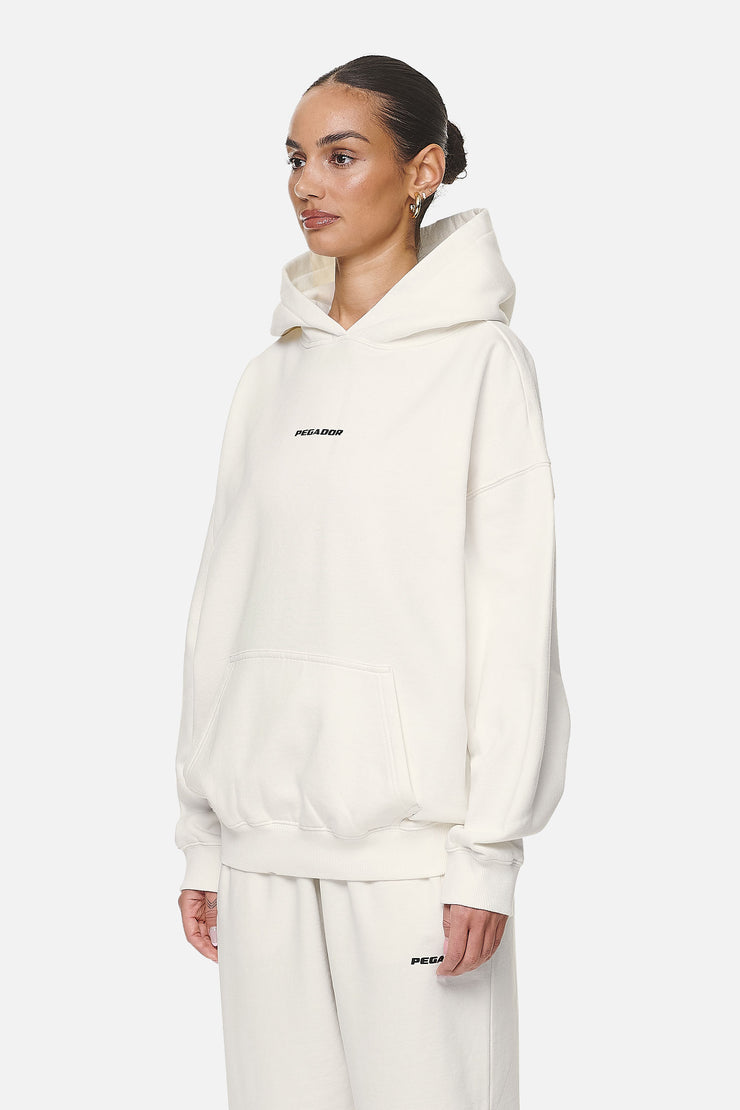 Pegador Atna Logo Oversized Hoodie Washed Coconut Milk Black im Angebot
