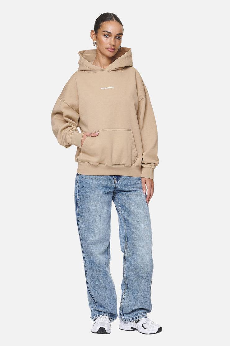 Pegador Atna Logo Oversized Hoodie Washed Safari Sand White Schlussverkauf