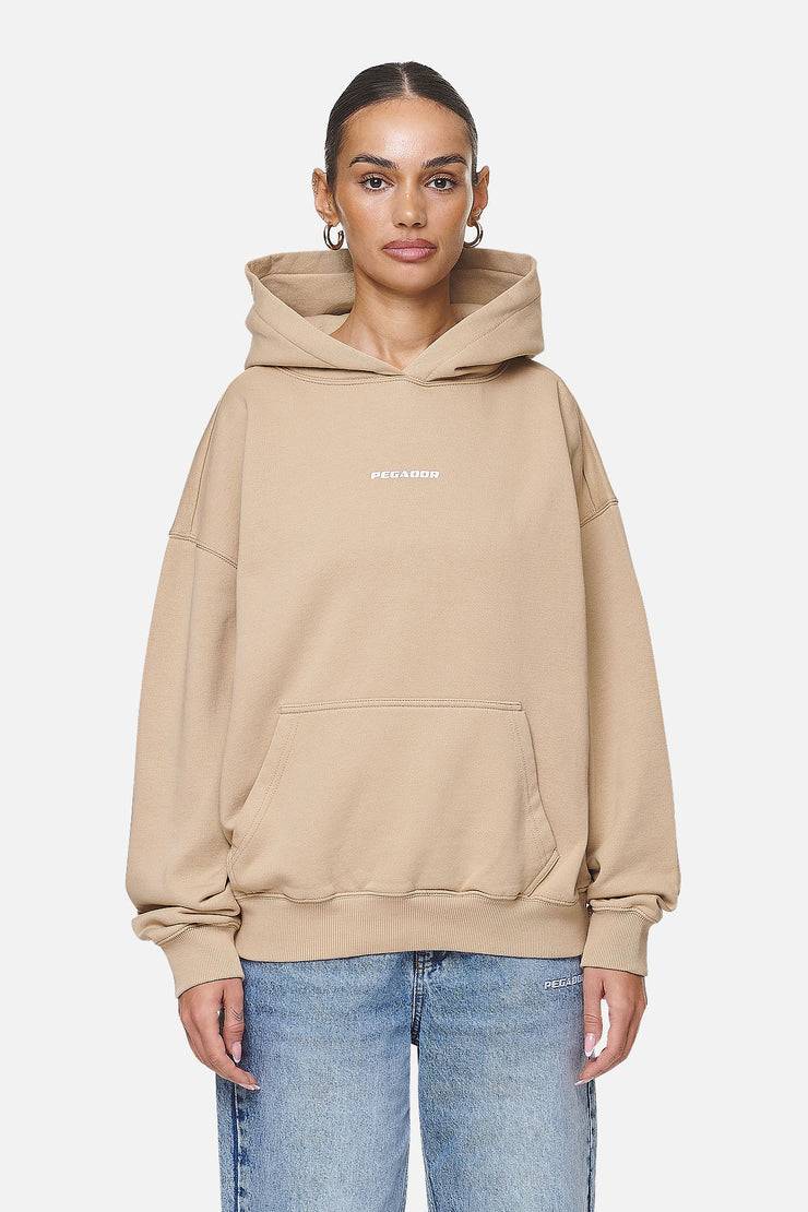 Pegador Atna Logo Oversized Hoodie Washed Safari Sand White Schlussverkauf