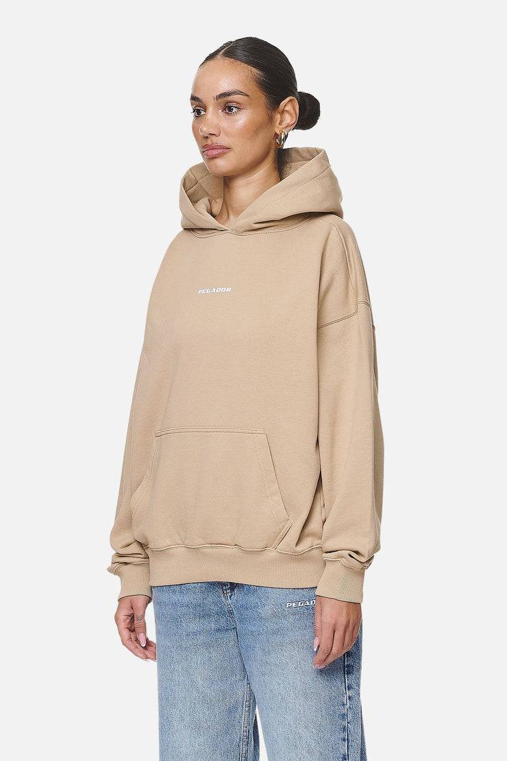 Pegador Atna Logo Oversized Hoodie Washed Safari Sand White Schlussverkauf