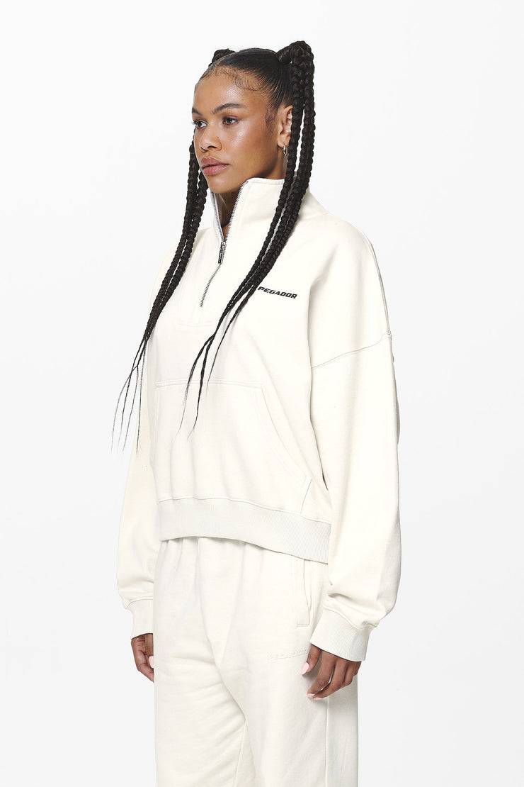 Pegador Vuku Logo Oversized Halfzip Washed Salty Cream Fabrik Onlineshop