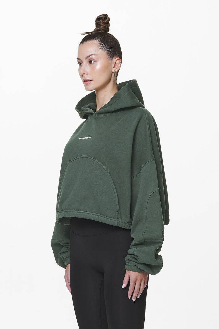 Pegador Skei Logo Oversized Cropped Hoodie Washed Sage Green Black Friday