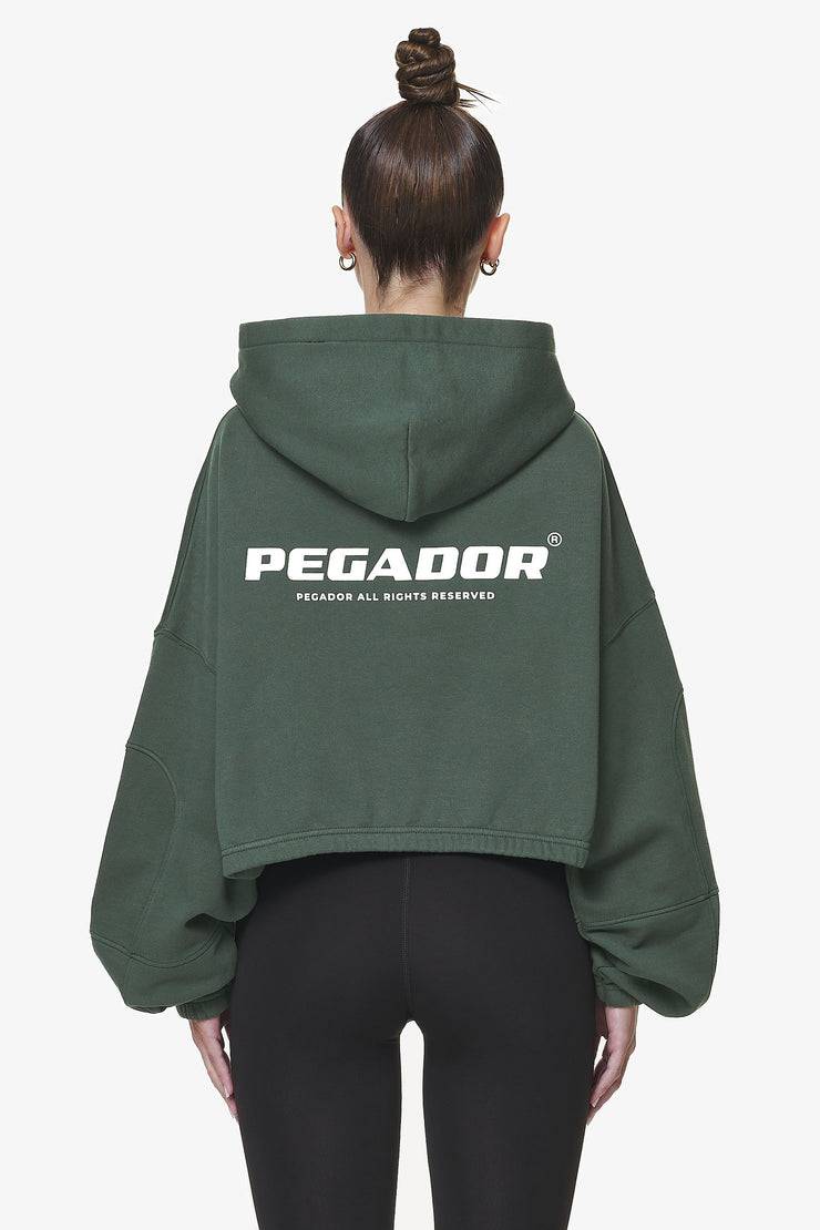 Pegador Skei Logo Oversized Cropped Hoodie Washed Sage Green Black Friday