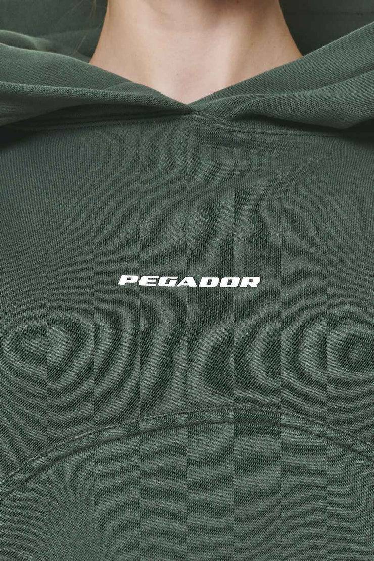 Pegador Skei Logo Oversized Cropped Hoodie Washed Sage Green Black Friday