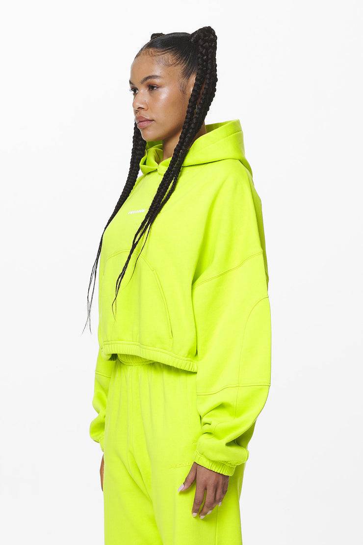 Pegador Skei Logo Oversized Cropped Hoodie Washed Lime Yellow Cyber Monday