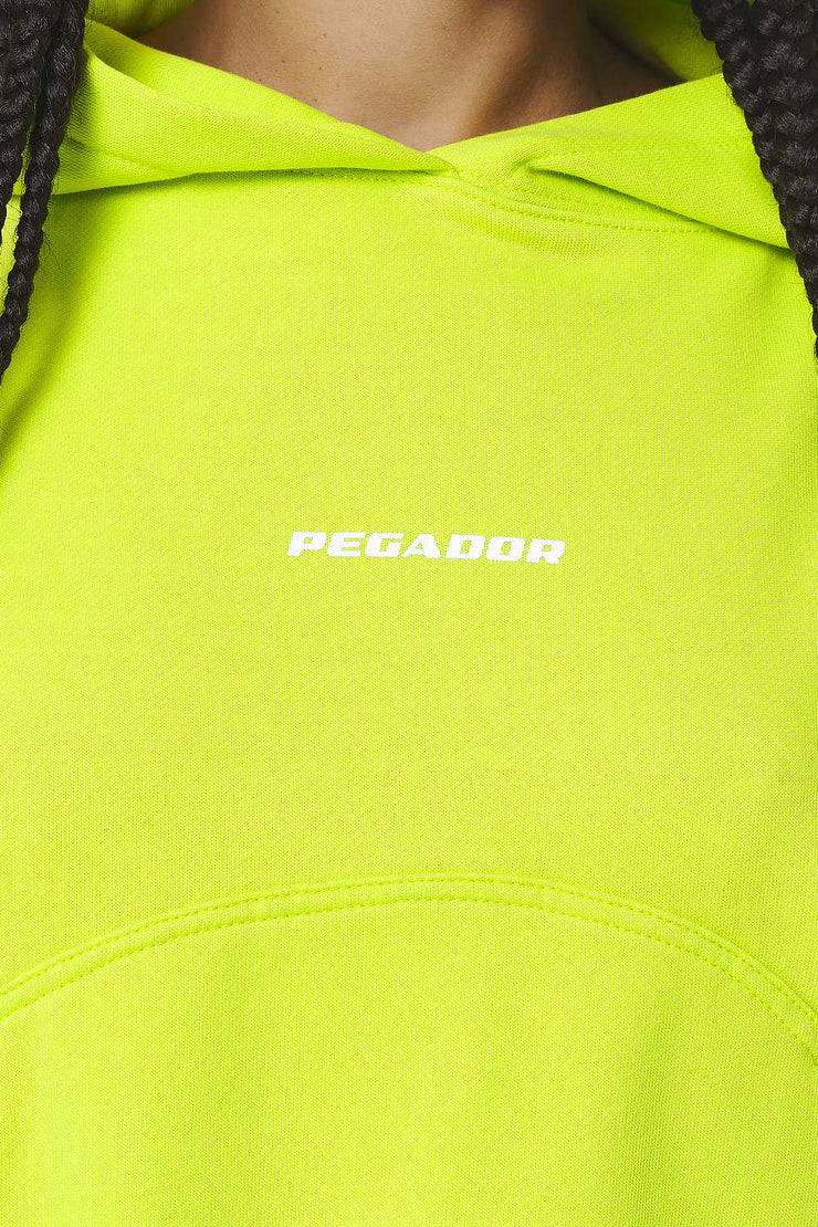 Pegador Skei Logo Oversized Cropped Hoodie Washed Lime Yellow Cyber Monday