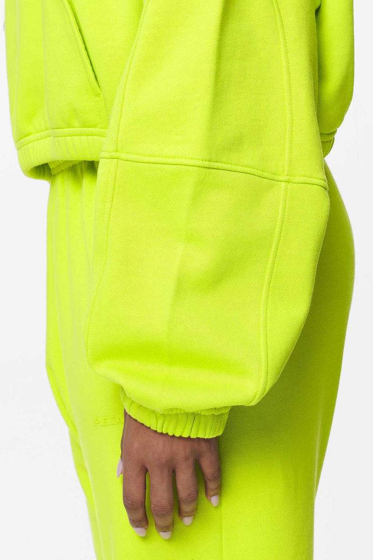 Pegador Skei Logo Oversized Cropped Hoodie Washed Lime Yellow Cyber Monday