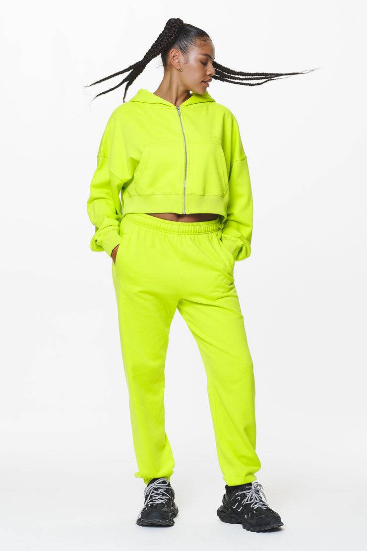 Pegador Marla Cropped Zip Hoodie Washed Lime Yellow Gum Blitzangebot