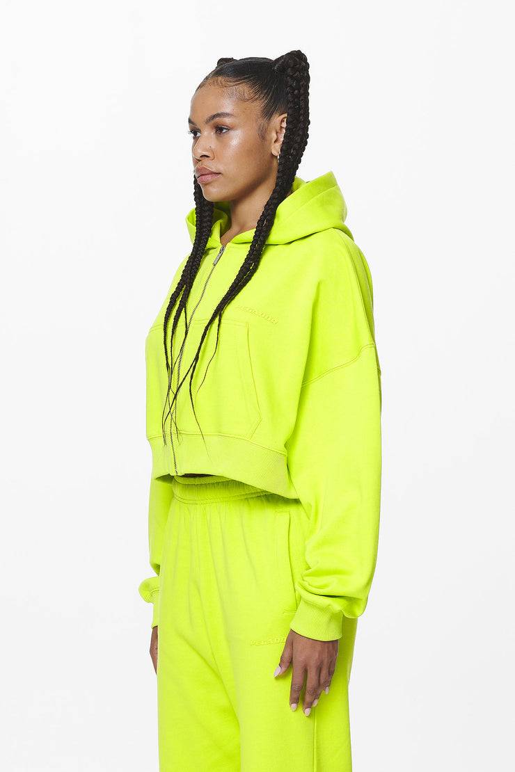 Pegador Marla Cropped Zip Hoodie Washed Lime Yellow Gum Blitzangebot