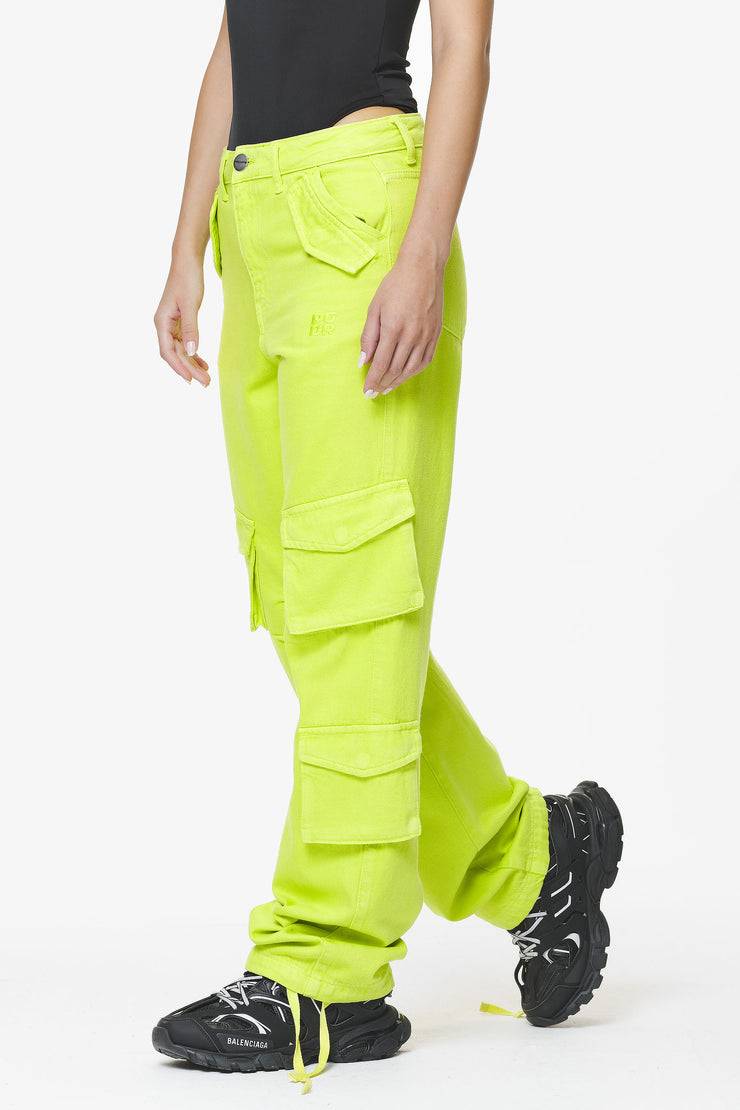 Pegador Maloy Cargo Wide Jeans Washed Lime Yellow Neuheiten