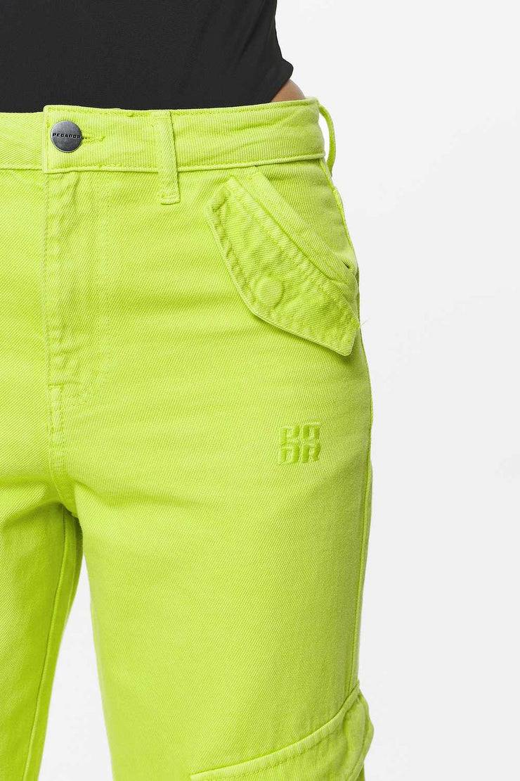 Pegador Maloy Cargo Wide Jeans Washed Lime Yellow Neuheiten