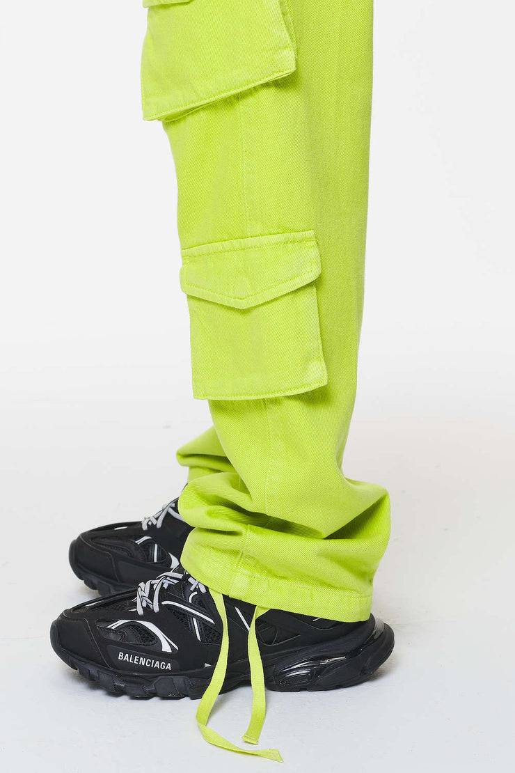 Pegador Maloy Cargo Wide Jeans Washed Lime Yellow Neuheiten