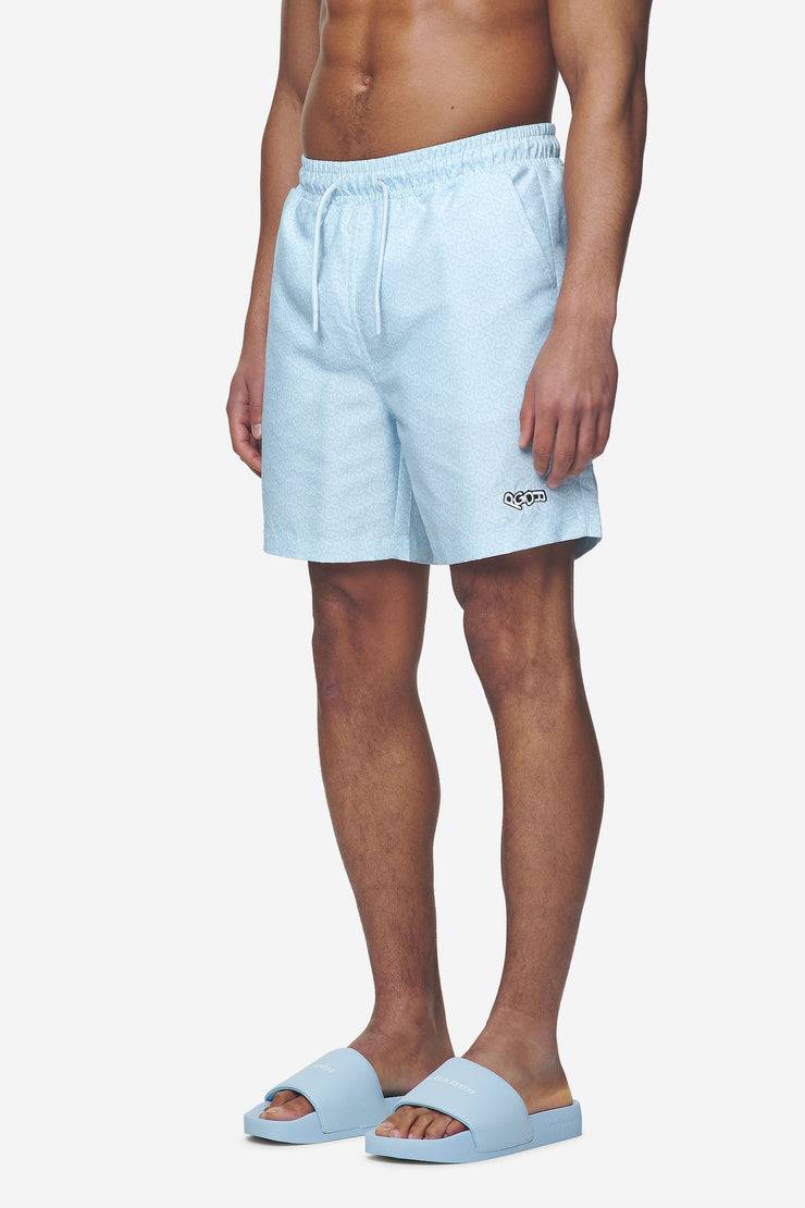 Pegador Kempton Monogram Swim Shorts Baby Blue Sonderangebot der Fabrik