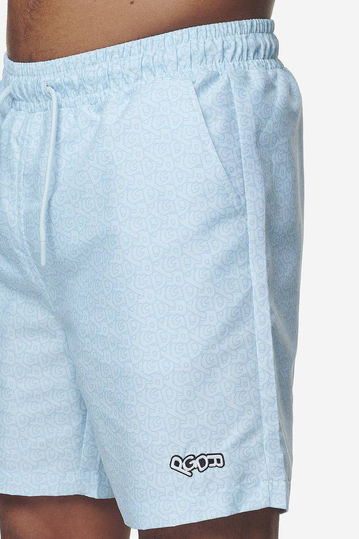 Pegador Kempton Monogram Swim Shorts Baby Blue Sonderangebot der Fabrik