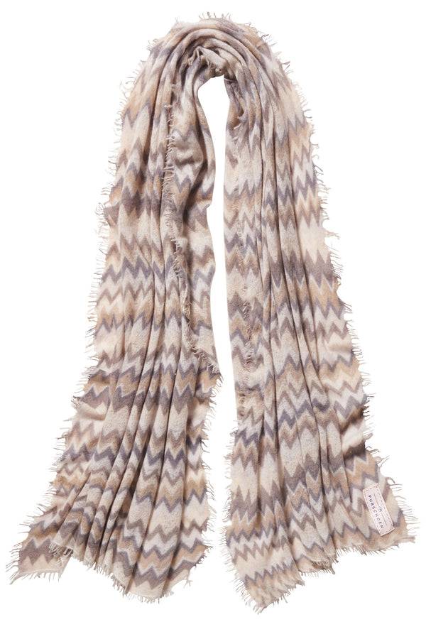 Pur Schoen Schal chevron nougat-stone grey Auslauf