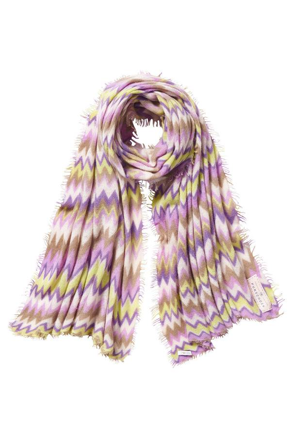 Pur Schoen Schal chevron flieder-neon gelb Preisnachlass