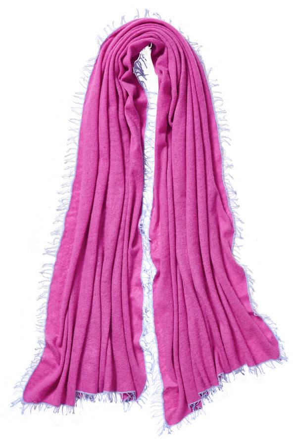 Pur Schoen Schal fuchsia fransen sky blue VIP-Rabatte