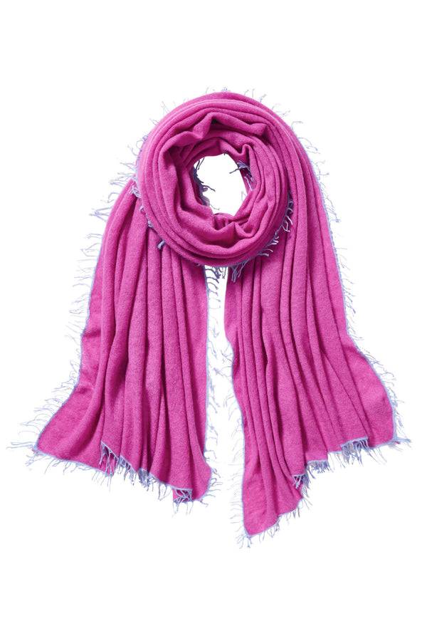 Pur Schoen Schal fuchsia fransen sky blue VIP-Rabatte