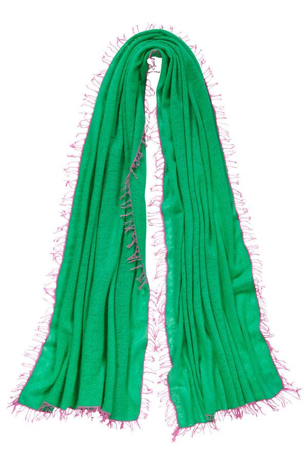 Pur Schoen Schal limette fransen pink Tiefpreis